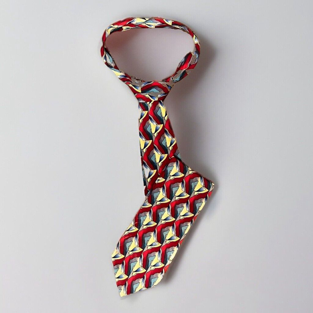 Men’s Red Vintage Necktie J. Garcia Butterfly Study Collection 9 100% Silk